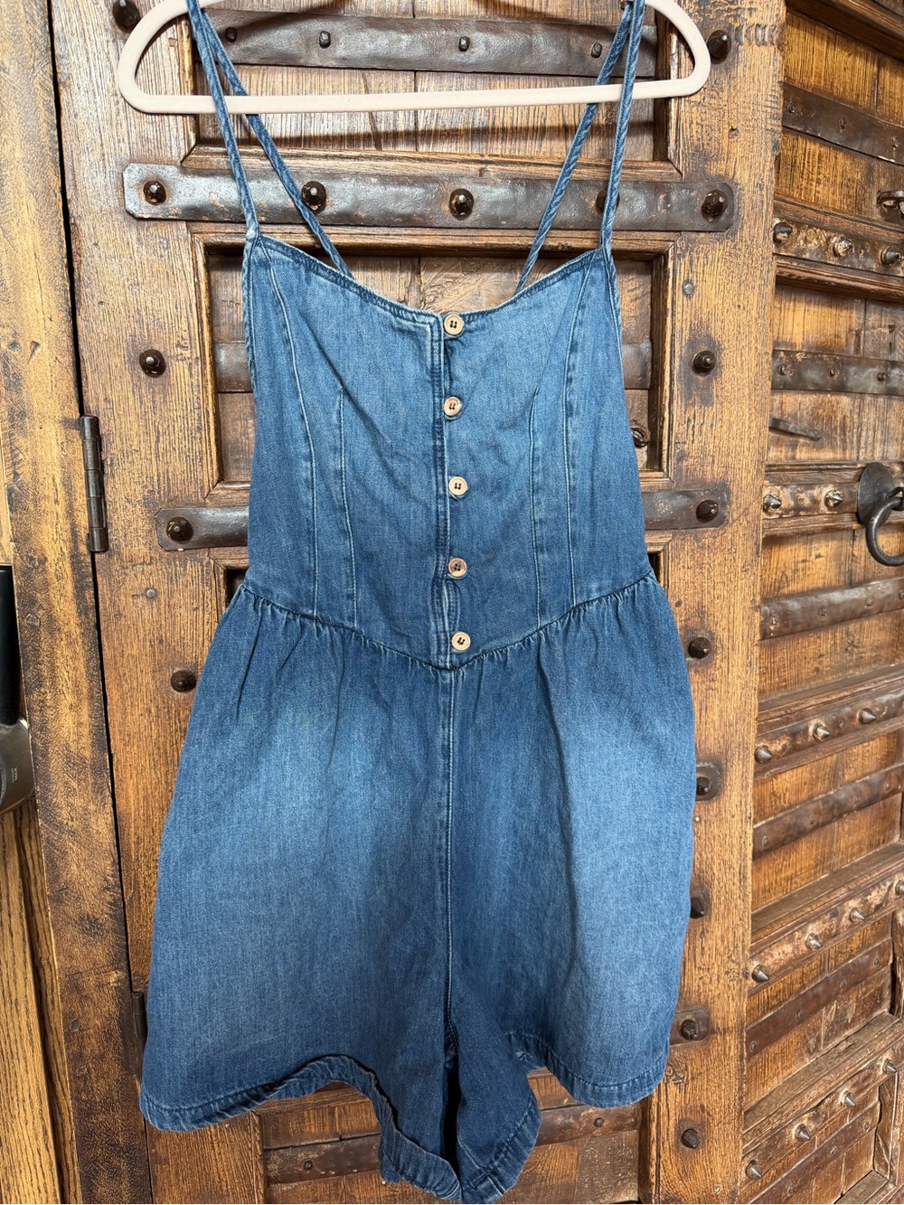 We The Free Denim Button-Front Romper